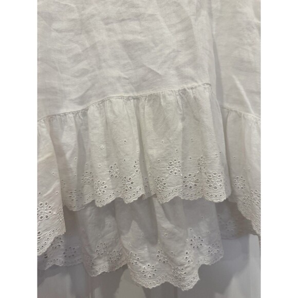 NWT Bellambia Womens S White RollTab Linen Lagenlook Oversized Embroidered Italy - Picture 3 of 7